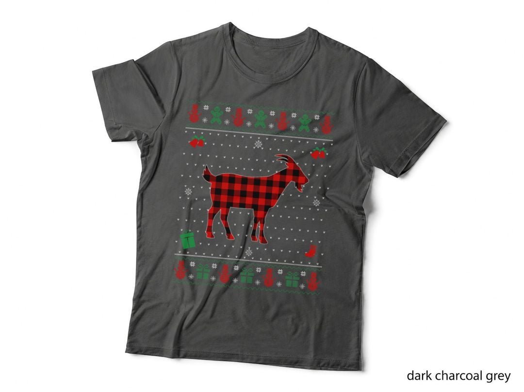 Ugly Christmas Red Plaid Goat Lover Matching Pajama T-Shirt