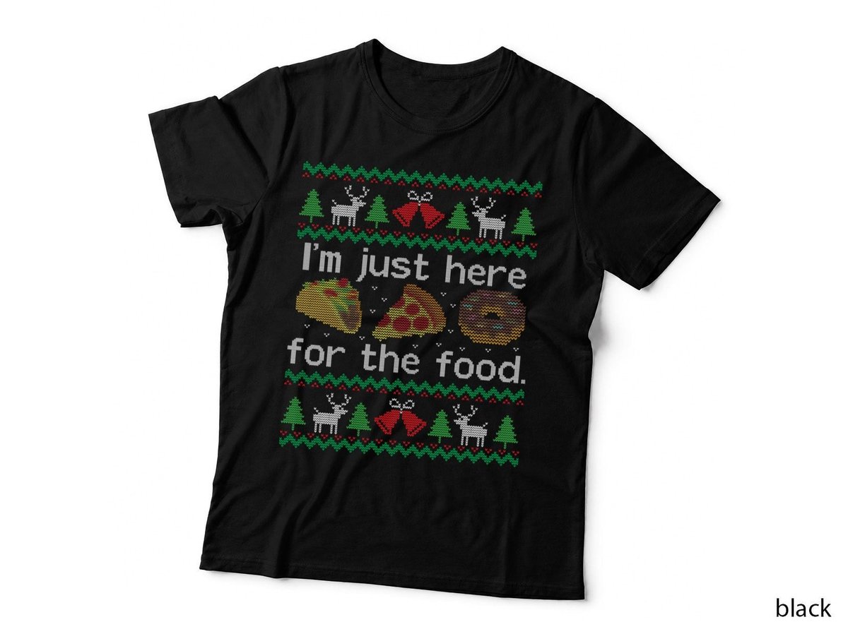 Ugly Christmas Sweater Here Food Taco Pizza Funny Sweatshirt T-Shirt