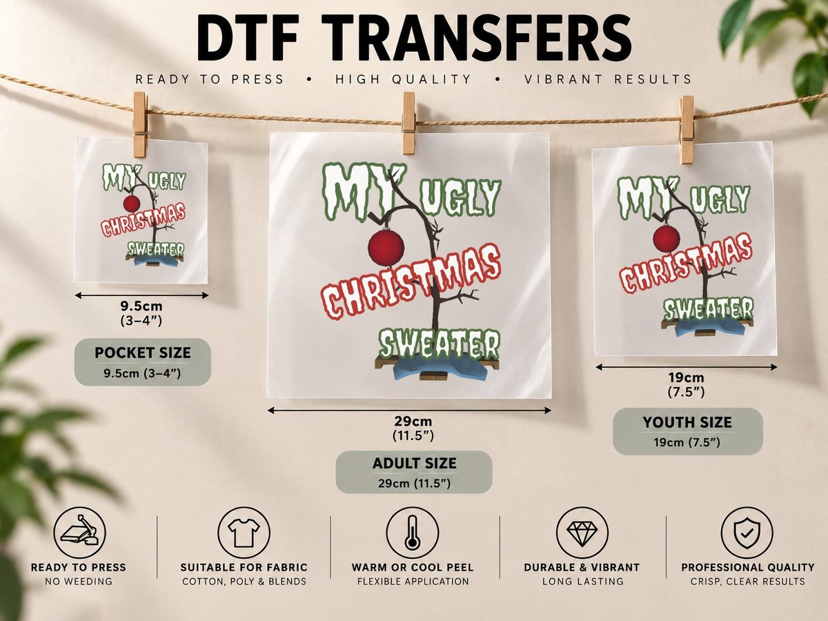Ugly Christmas for Women, Men Christmas Pullover DTF Transfer Iron On