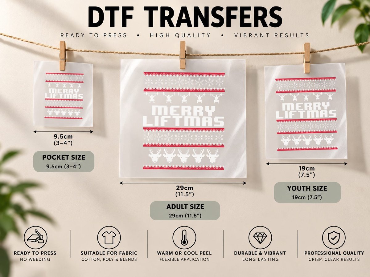 Ugly Christmas Workout Merry Liftmas Funny Gym Rat DTF Transfer Iron On