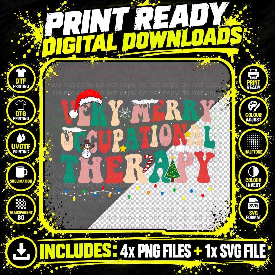 Very Merry Occupational Therapy Funny OT Squad Christmas Png SVG Digital Bundle