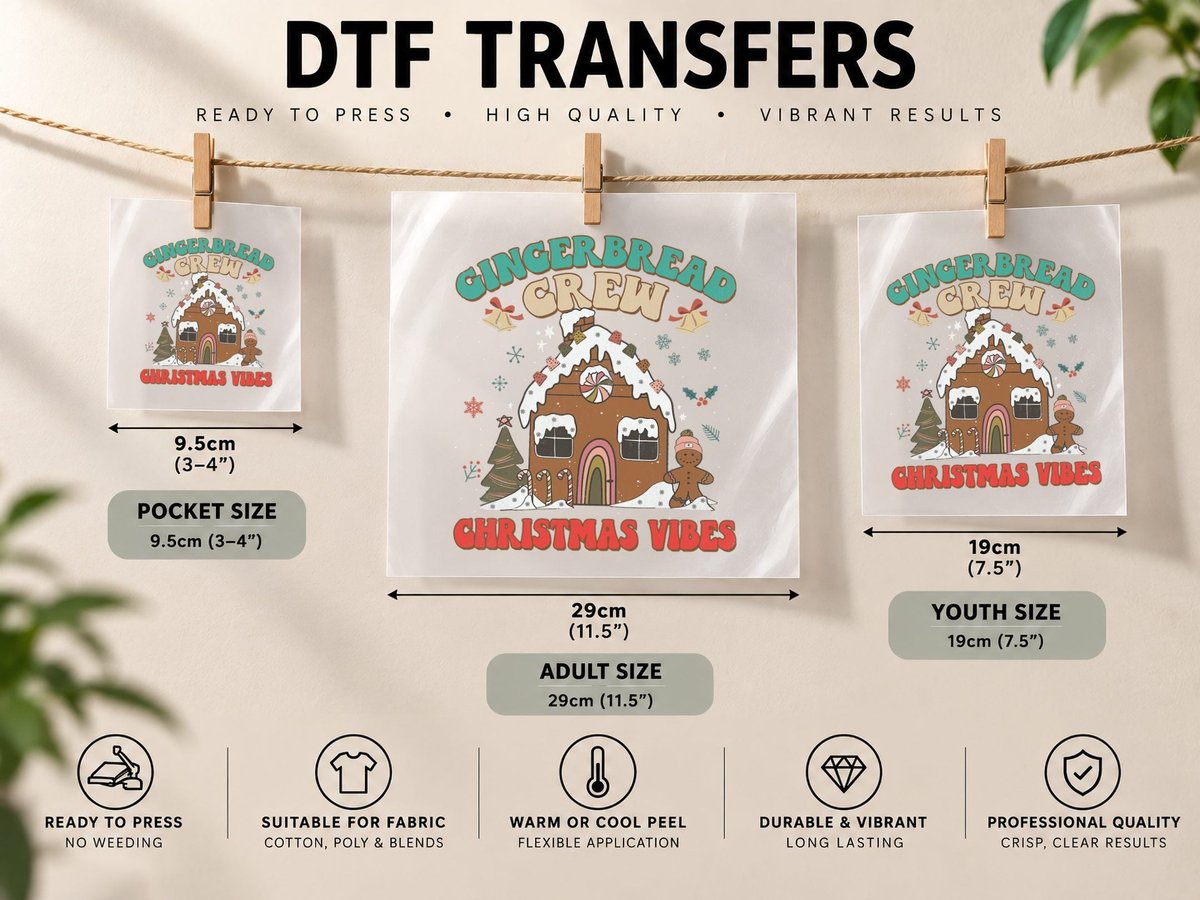 Vintage Groovy Christmas Pink Gingerbread House Baking Crew DTF Transfer Iron On