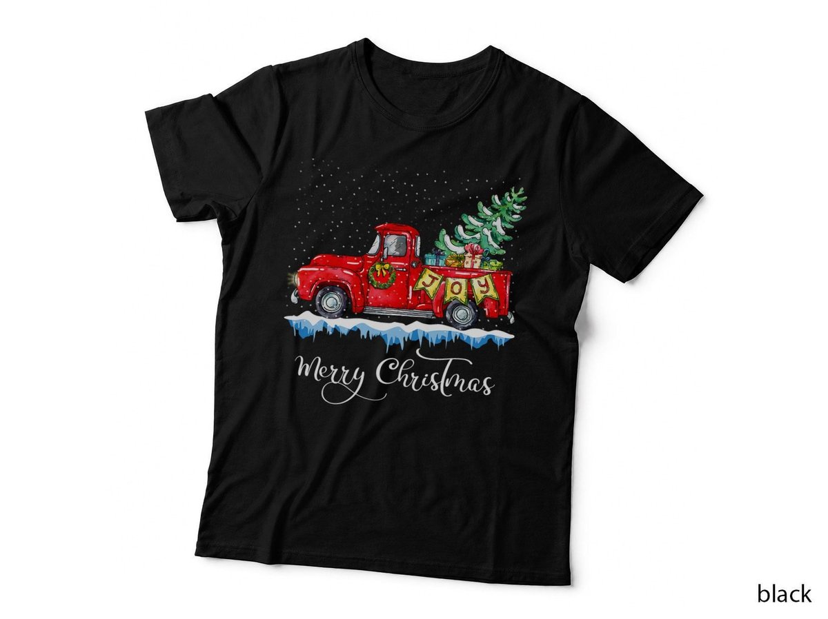 Vintage Merry Christmas Red Truck Old Fashioned Christmas T-Shirt