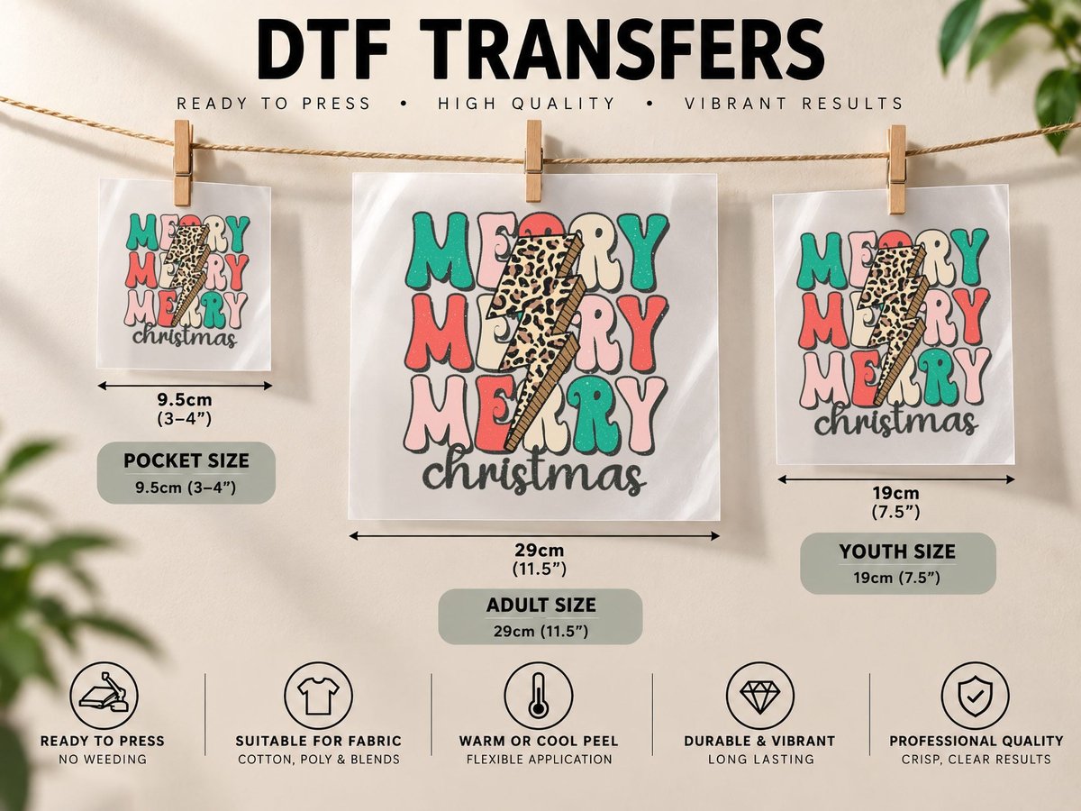Vintage Merry Christmas, Vintage Xmas Gift Men Women DTF Transfer Iron On
