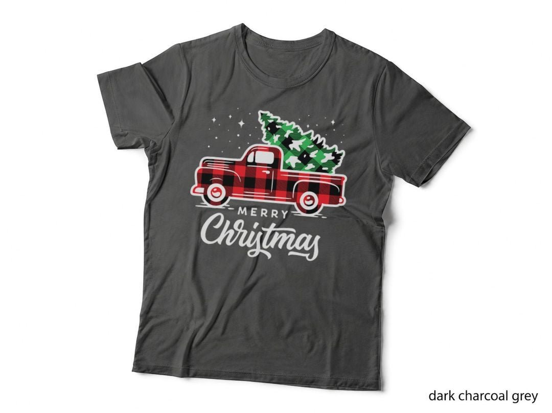 Vintage Style Farm Red Truck with Christmas Tree T-Shirt