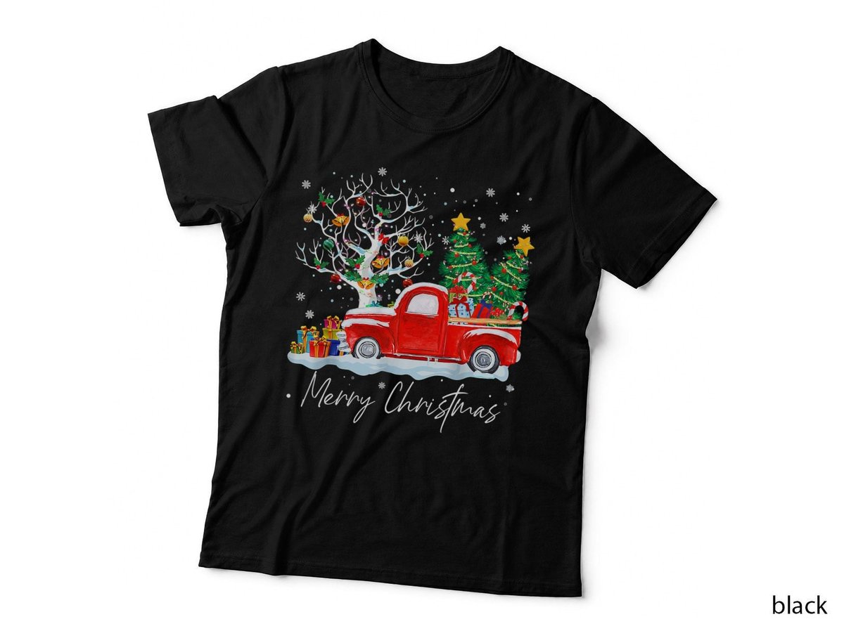 Vintage Wagon Red Truck Christmas Tree Pajama Gift T-Shirt