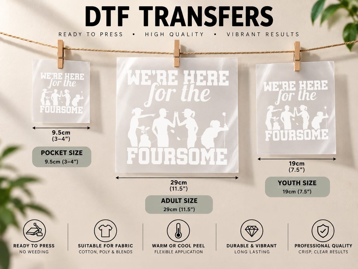 We're Here for the Foursome Golf Golfer Golfing Christmas DTF Transfer Iron On