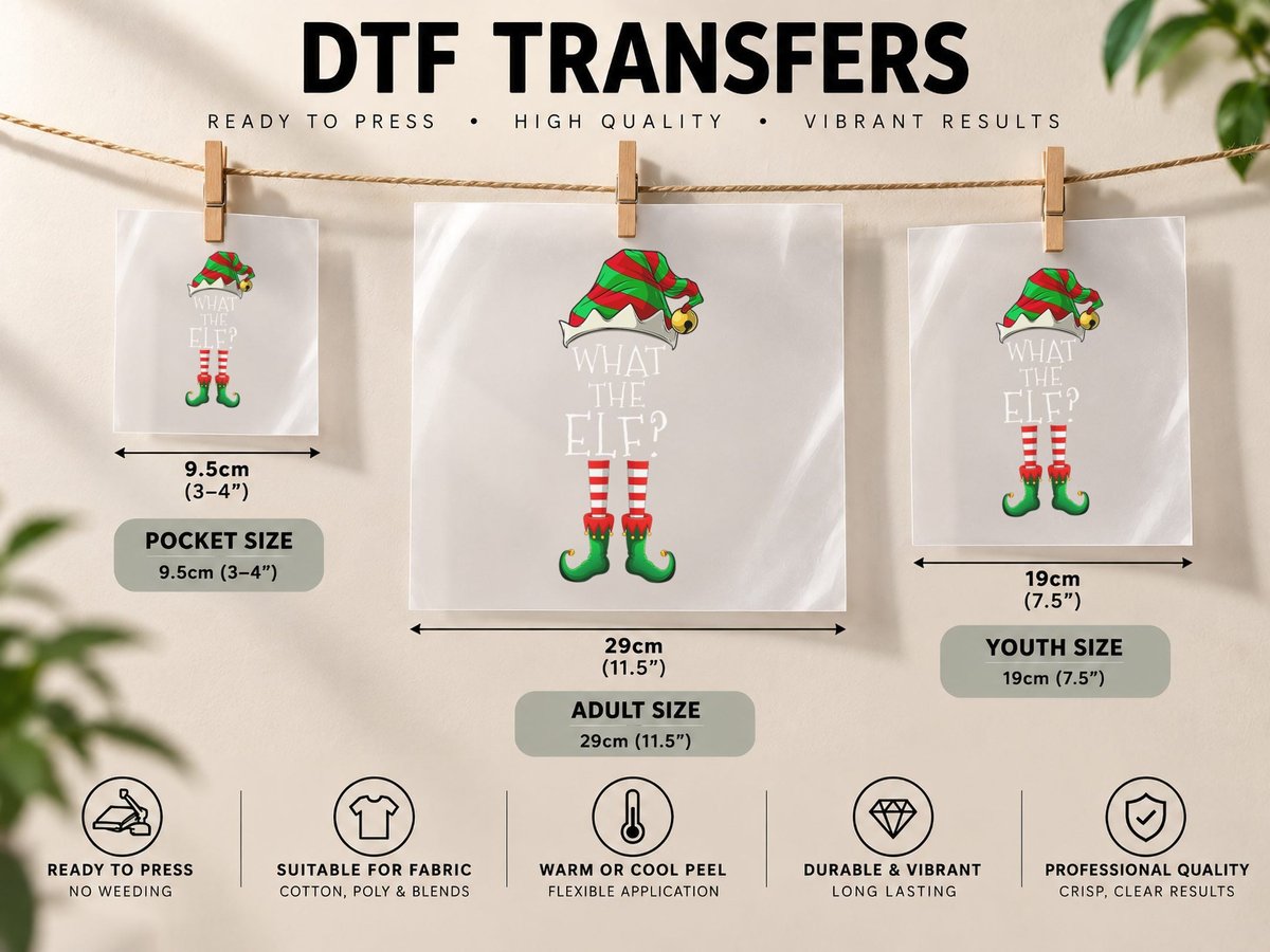 What the Elf Matching Family Group Christmas Party Pajama DTF Transfer Iron On