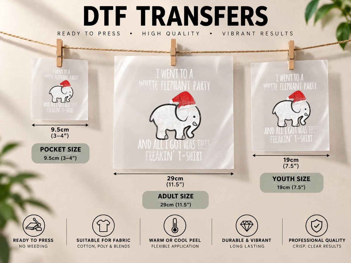 White Elephant Christmas Fun Gift Exchange Contest DTF Transfer Iron On