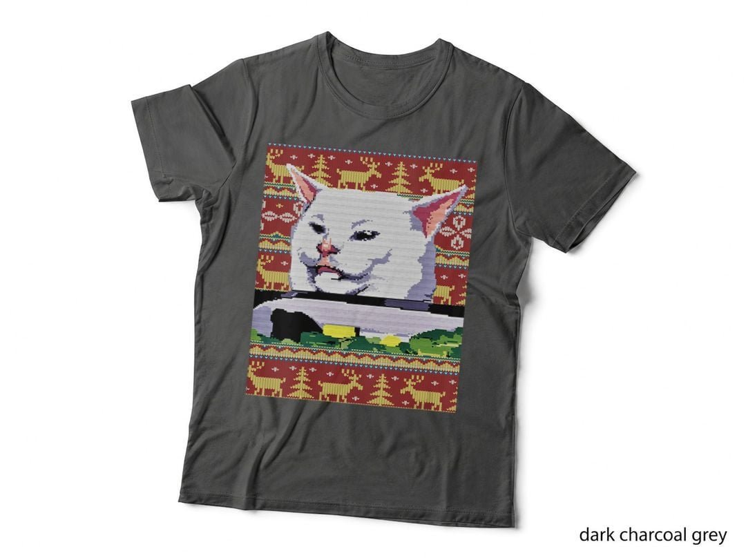 Woman Yelling at Cat Ugly Christmas Sweater Funny Meme T-Shirt