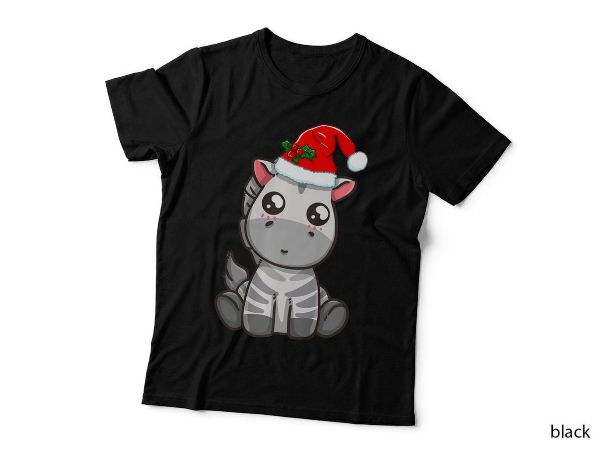 Xmas Kawaii Zebra Christmas Animal Santa's Hat, Xmas Christmas Animal T-Shirt