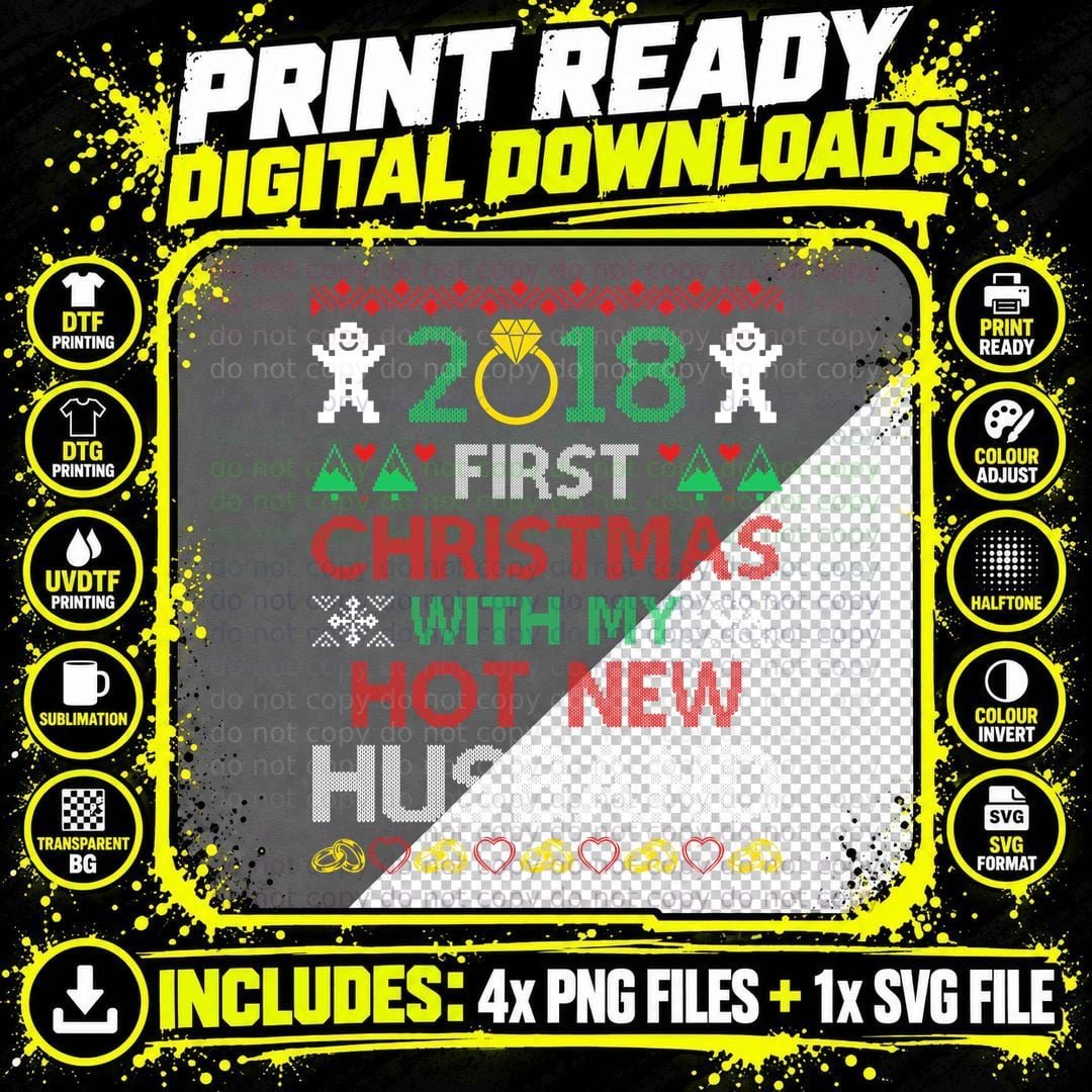 2018 Christmas with My Hot New, Holiday Party Png SVG Digital Bundle