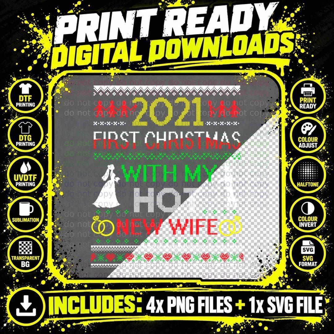 2021 First Christmas with My New Wife T-Shirt Png SVG Digital Bundle