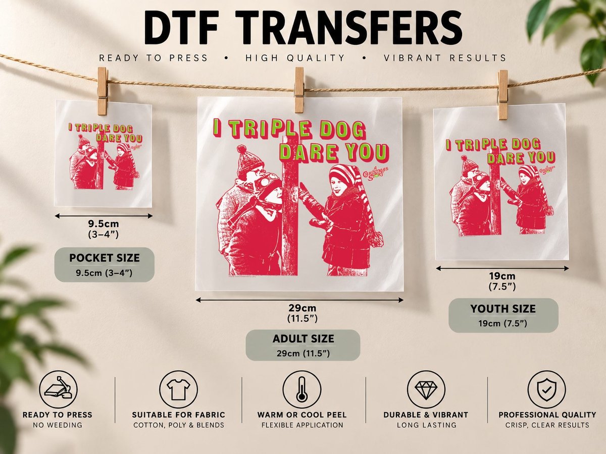 A Christmas Story Triple Dog Dare DTF Transfer Iron On