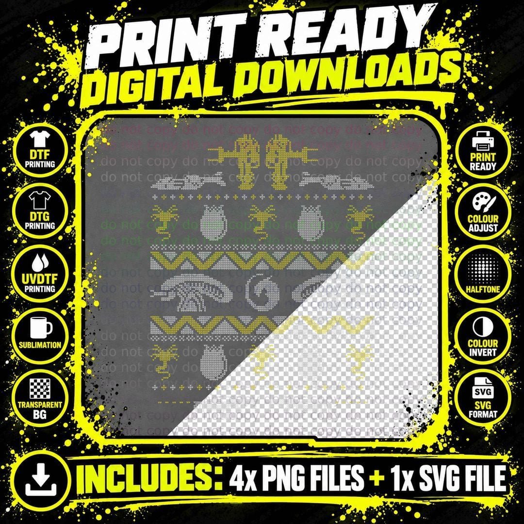 Aliens Christmas Bug Hunt Scifi T-Shirt Png SVG Digital Bundle