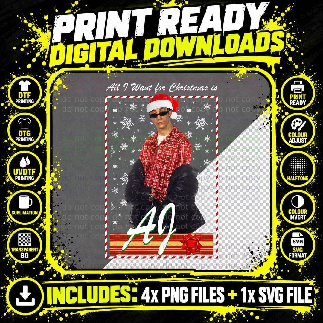 Backstreet Boys - AJ Holiday Ugly Christmas T-Shirt Png SVG Digital Bundle