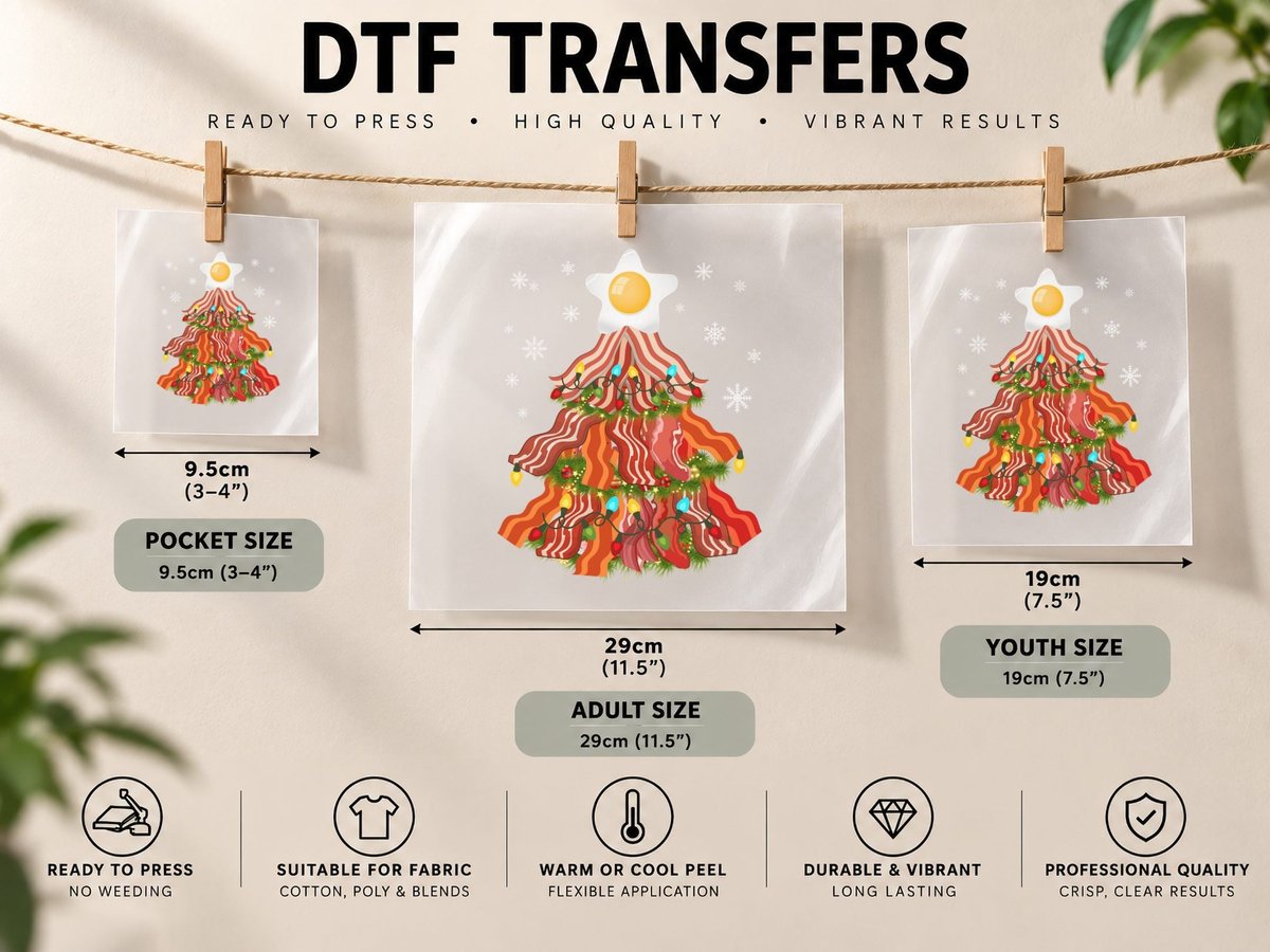 Bacon Christmas Tree, Festive Foodie Style DTF Transfer Iron On
