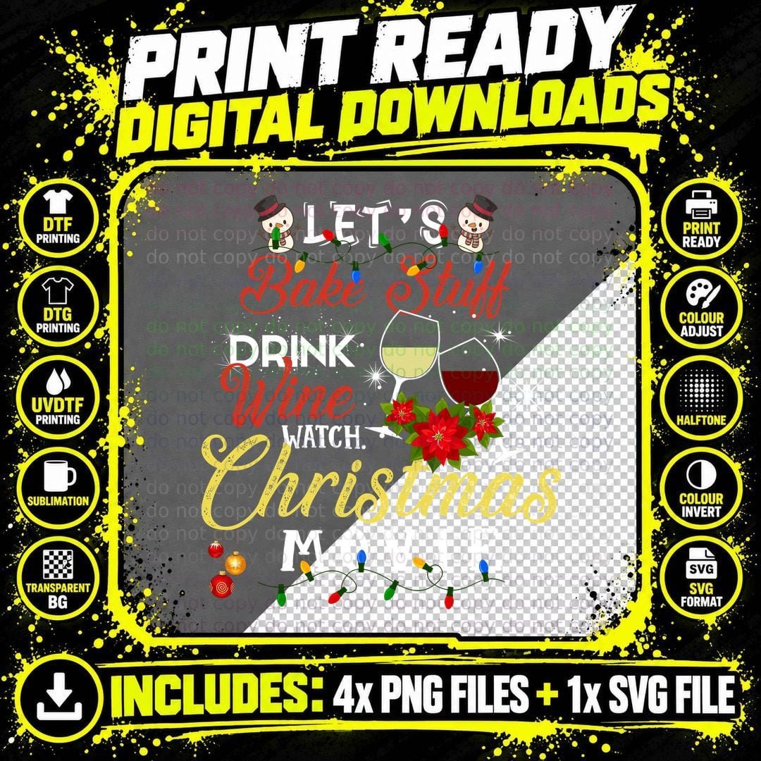 Bake Stuff Wine Christmas T-Shirt, Holiday Party Style Png SVG Digital Bundle