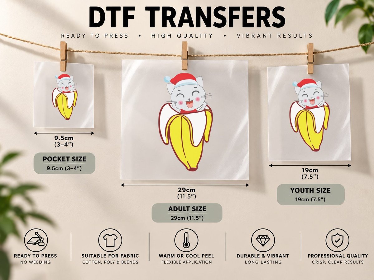 Banana Cat, Christmas Holiday Style, Pet Lover DTF Transfer Iron On