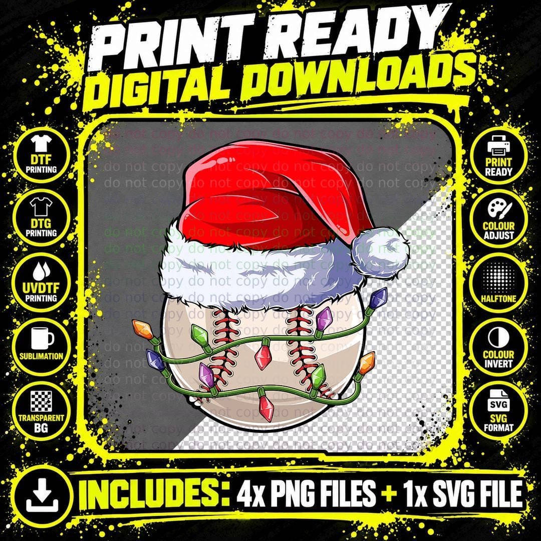 Baseball Christmas Boys Apparel, Funny Christma Santa Png SVG Digital Bundle