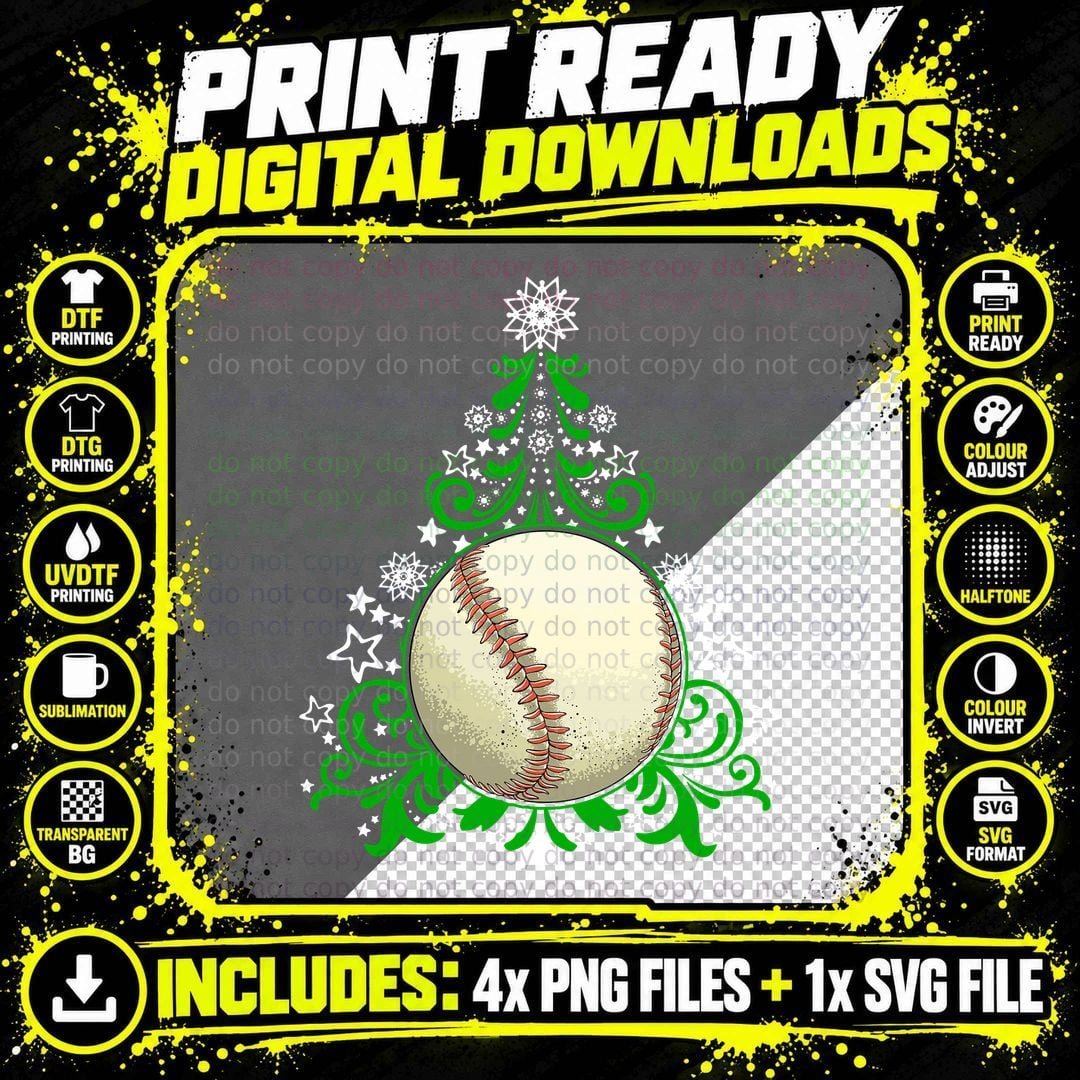 Baseball Ornament T-Shirt, Christmas Sports Style Png SVG Digital Bundle