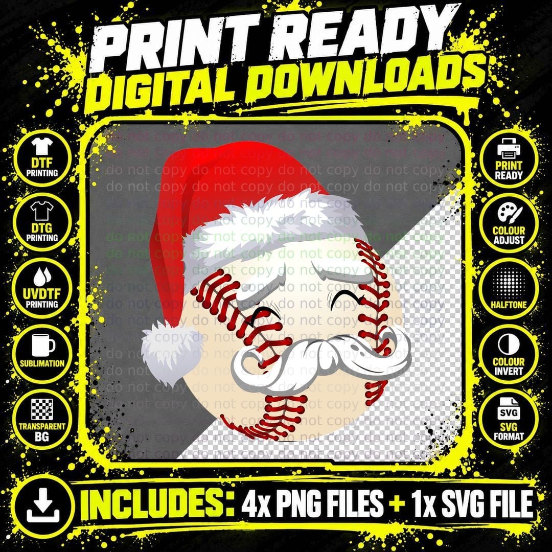 Baseball Santa Claus T-Shirt, Christmas Sports Apparel Png SVG Digital Bundle