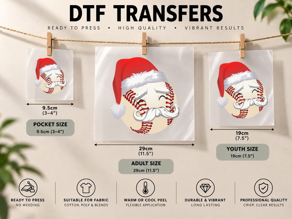 Baseball Santa Claus, Christmas Sports DTF Transfer Iron On