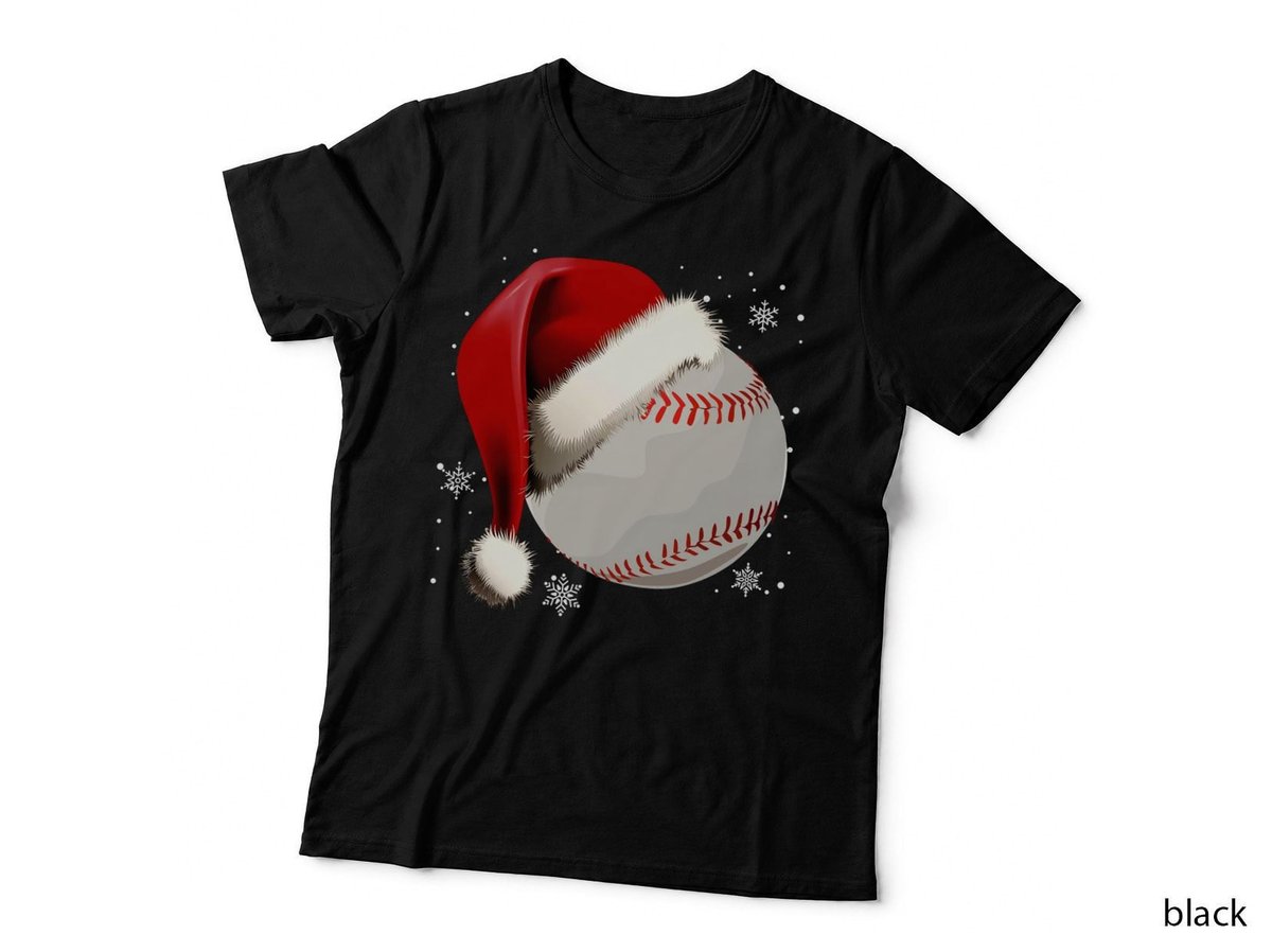 Baseball Santa Hat T-Shirt, Christmas Sports Apparel