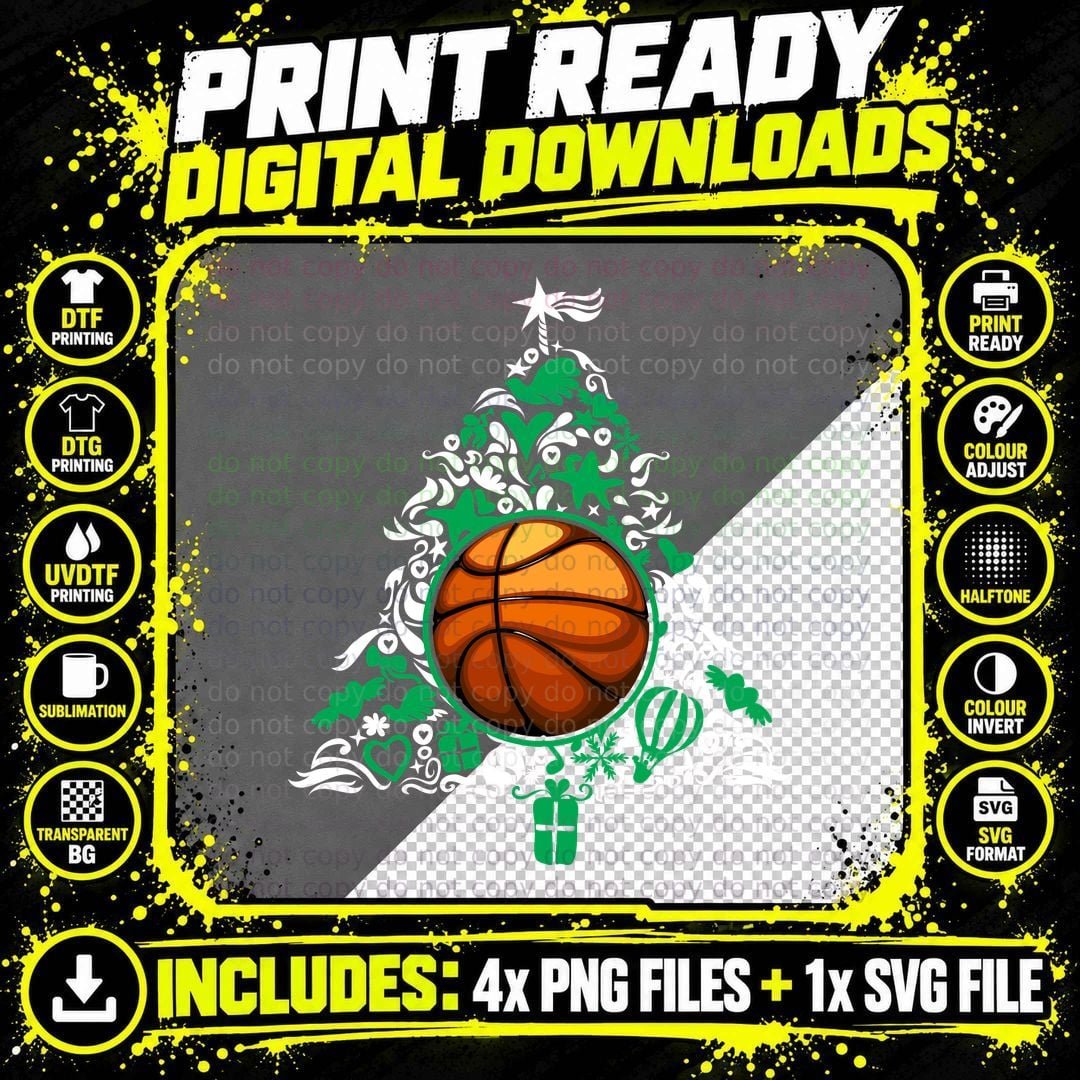 Basketball Christmas Ornament T-Shirt Png SVG Digital Bundle
