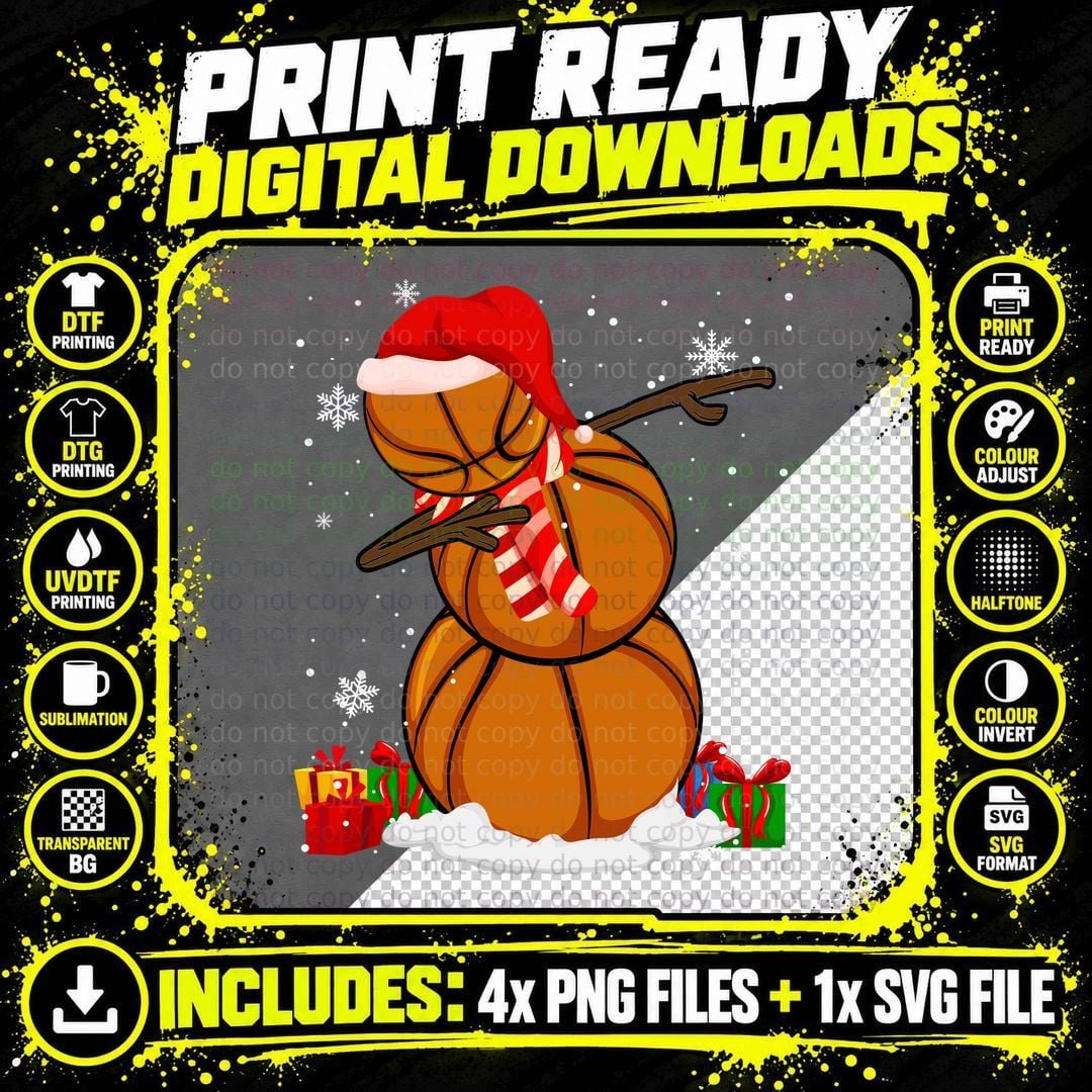 Basketball Snowman T-Shirt, Christmas Sports Style Png SVG Digital Bundle