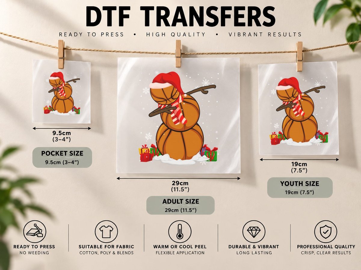 Basketball Snowman, Christmas Sports Style DTF Transfer Iron On