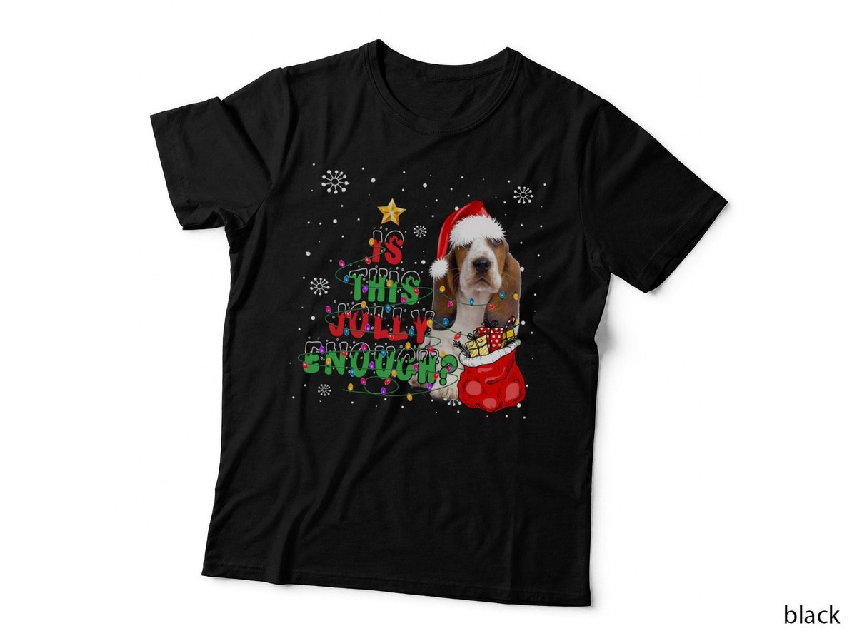 Basset Hound Christmas T-Shirt, Festive Holiday Design, Pet Lover Apparel