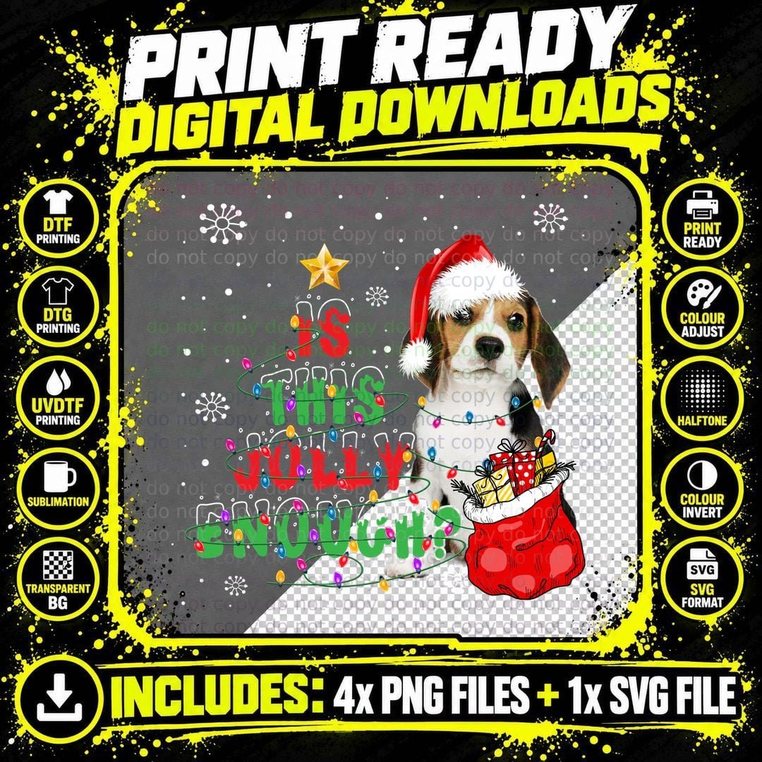 Beagle Christmas T-Shirt, Festive Holiday Design Png SVG Digital Bundle