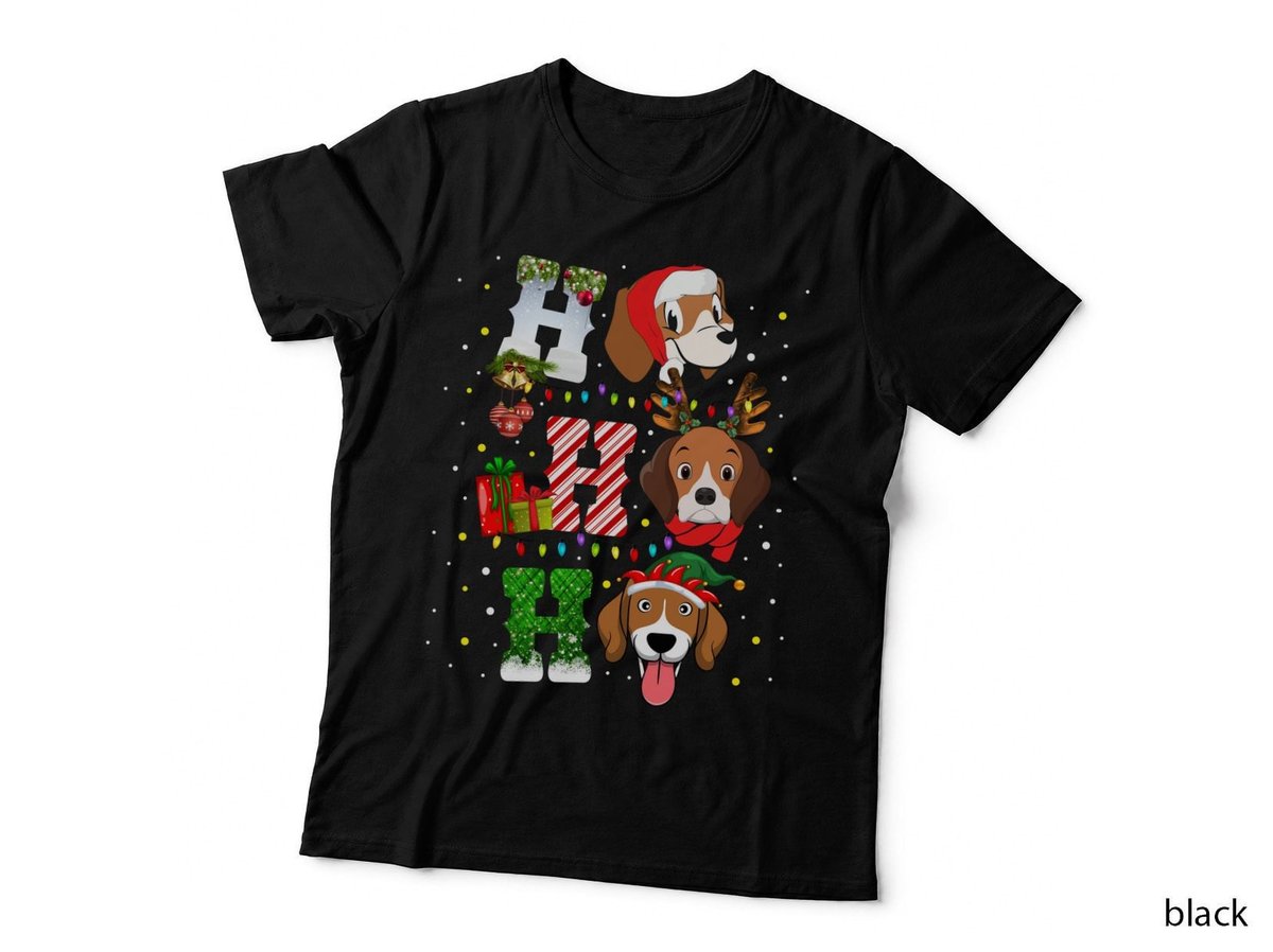 Beagle Ho Ho Ho T-Shirt, Christmas Holiday Print, Pet Lover Apparel