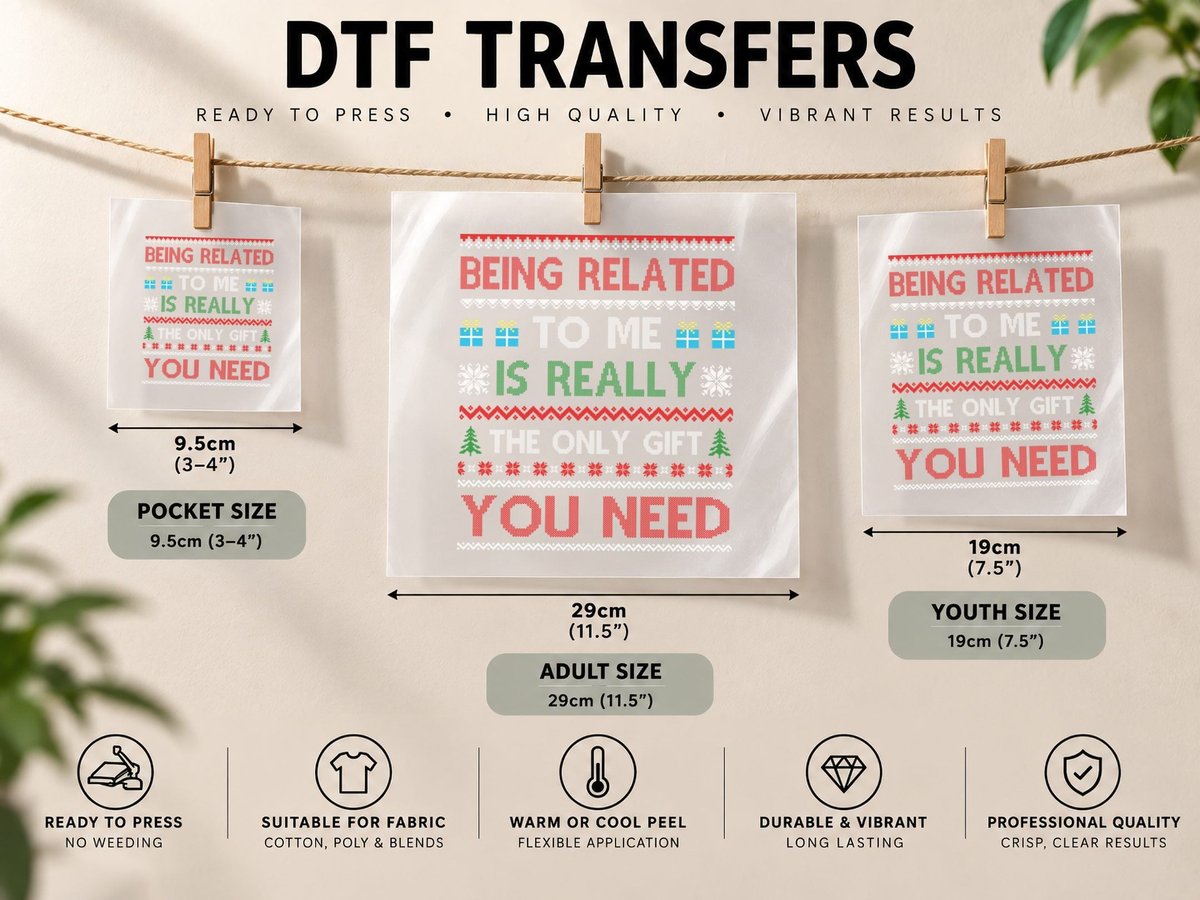 Being Related Is Really All You Need, Ugly Christmas Style DTF Transfer Iron On