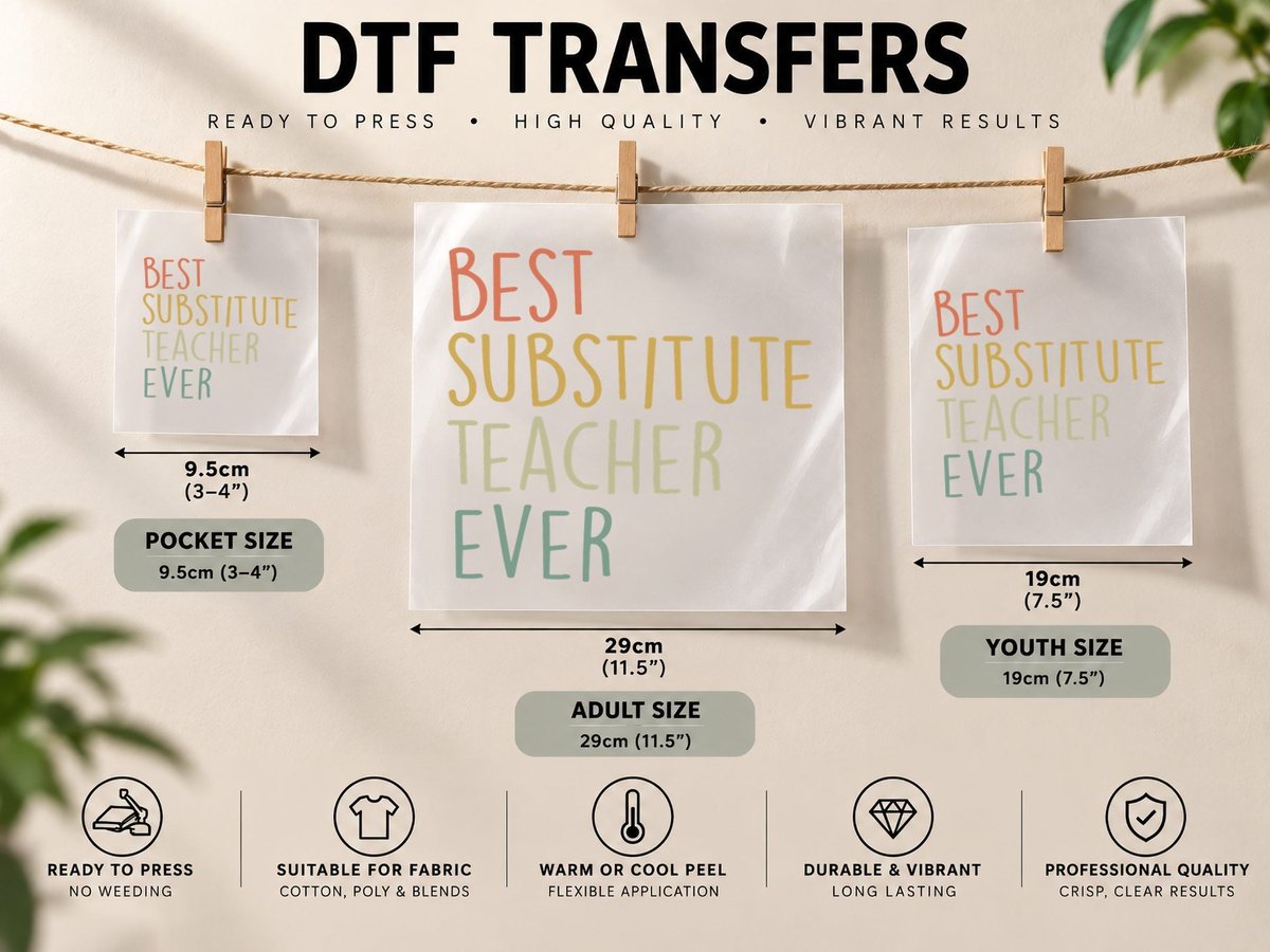 Best Substitute Teacher Ever Cool Vintage Christmas Gift DTF Transfer Iron On