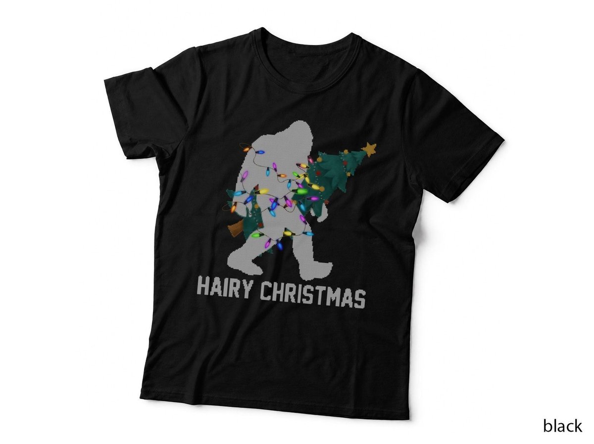 Bigfoot Stealing Christmas Tree T-Shirt, Funny Sasquatch Design