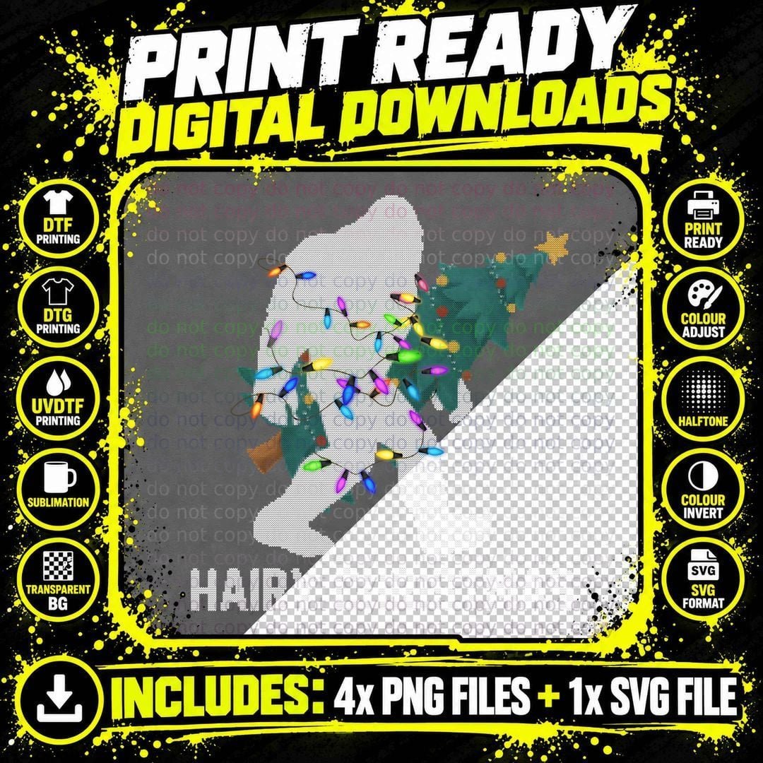 Bigfoot Stealing Christmas Tree T-Shirt Png SVG Digital Bundle