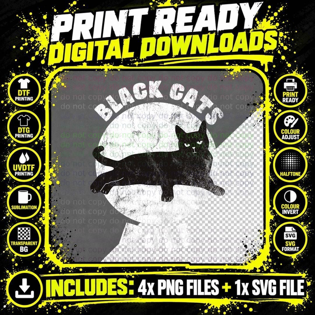 Black Cats Rule Dad Kitty Daddy Cat Mom Christmas Father Png SVG Digital Bundle