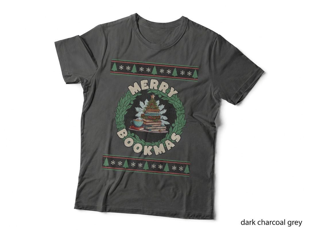 Books Coffee Christmas Tree Vintage Librarian Book Lover T-Shirt