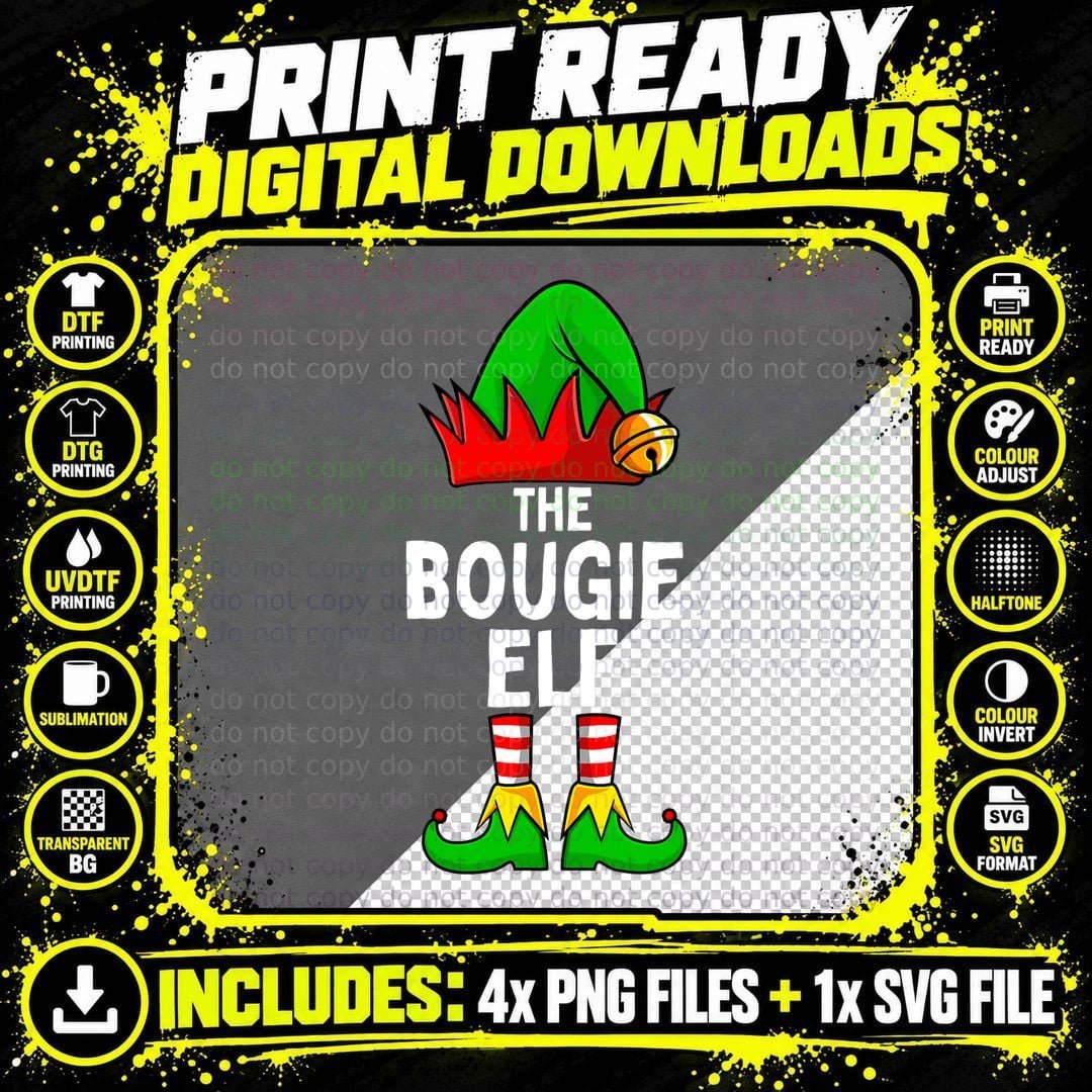 Bougie Elf Matching Family Christmas T-Shirt Png SVG Digital Bundle