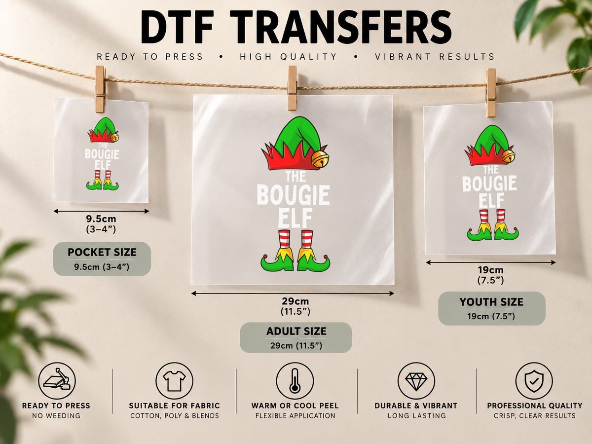 Bougie Elf Matching Family Christmas DTF Transfer Iron On