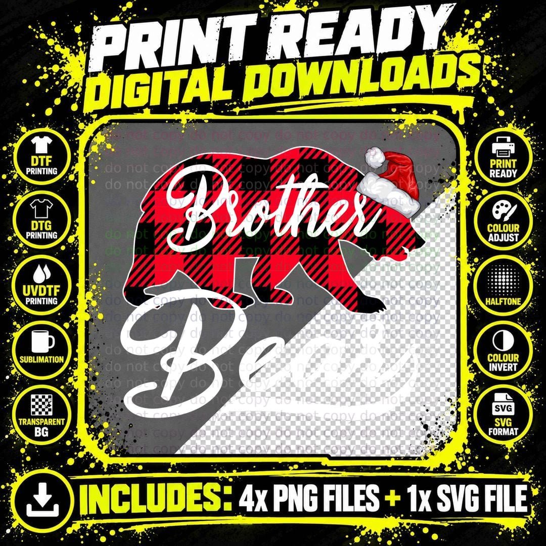 Brother Bear Christmas Plaid T-Shirt Png SVG Digital Bundle