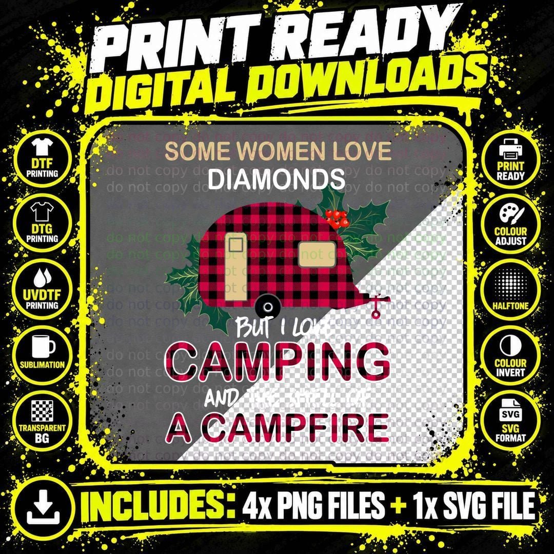 Buffalo Plaid Camping T-Shirt, Christmas Camping Png SVG Digital Bundle