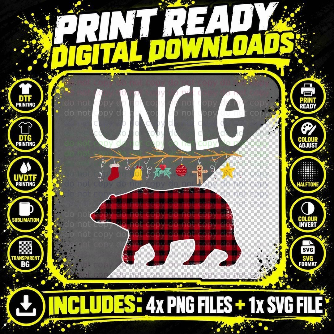 Buffalo Plaid Christmas Bear T-Shirt Png SVG Digital Bundle
