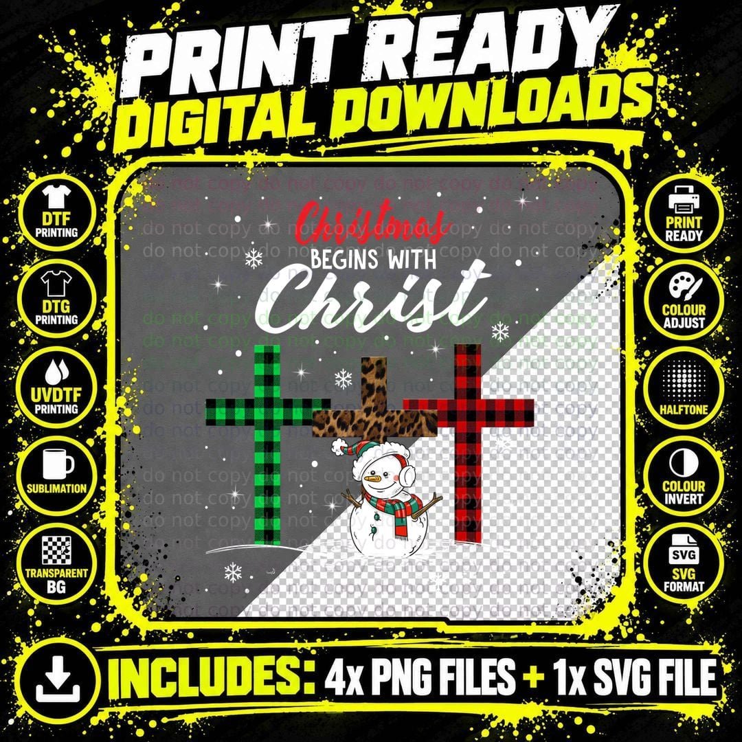 Buffalo Plaid Christmas Snowman T-Shirt Png SVG Digital Bundle