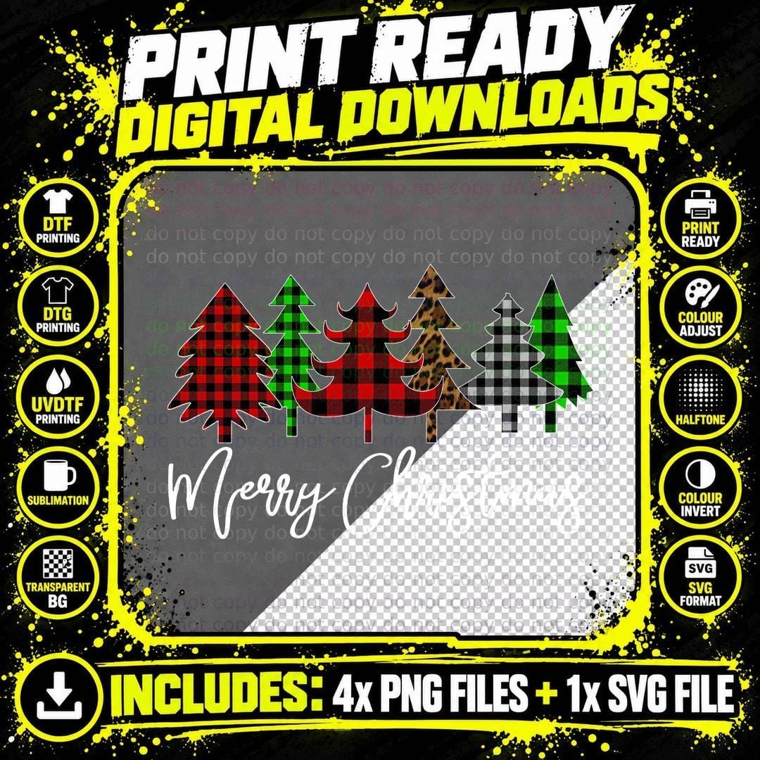 Buffalo Plaid Christmas Tree T-Shirt Png SVG Digital Bundle