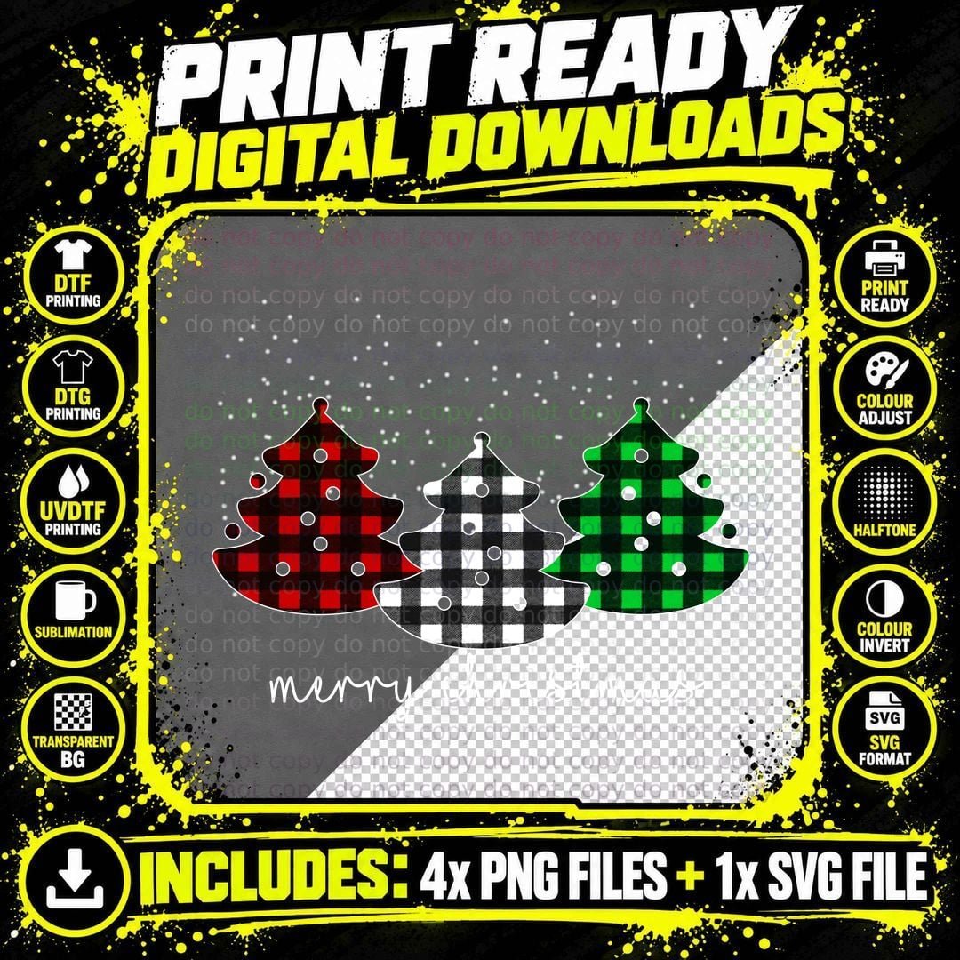 Buffalo Plaid Christmas Tree T-Shirt Png SVG Digital Bundle