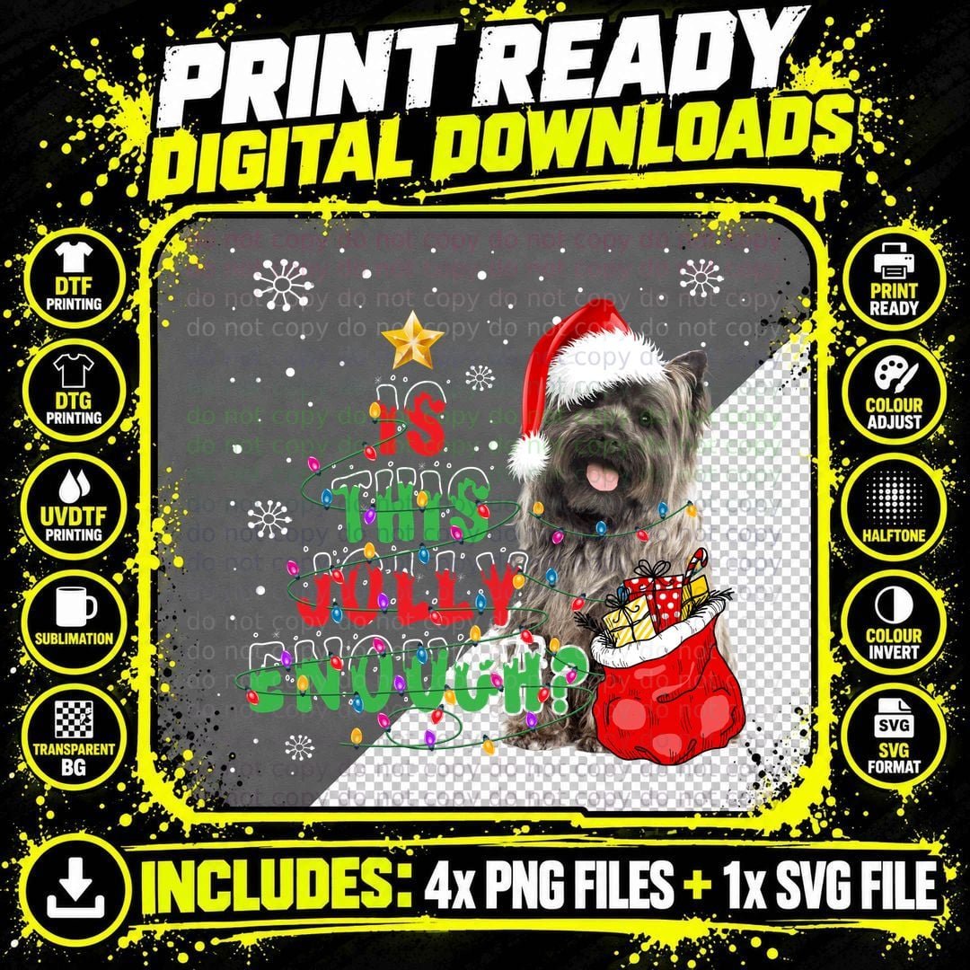Cairn Terrier Christmas T-Shirt, Festive Holiday Design Png SVG Digital Bundle