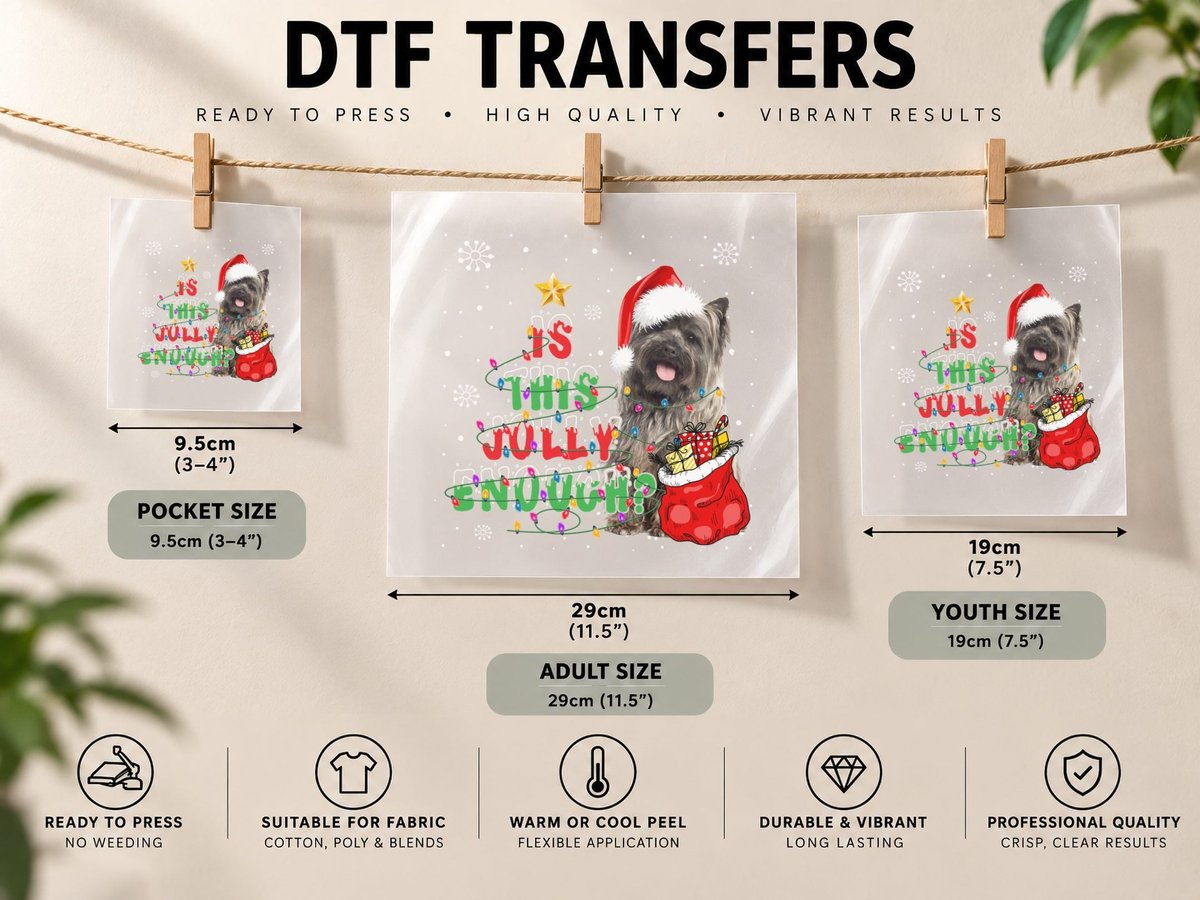 Cairn Terrier Christmas, Festive Holiday Design, Pet Lover DTF Transfer Iron On